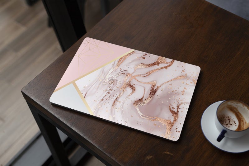 NZ Made Laptop Skin - Pink and Gold Abstract Carousel 1