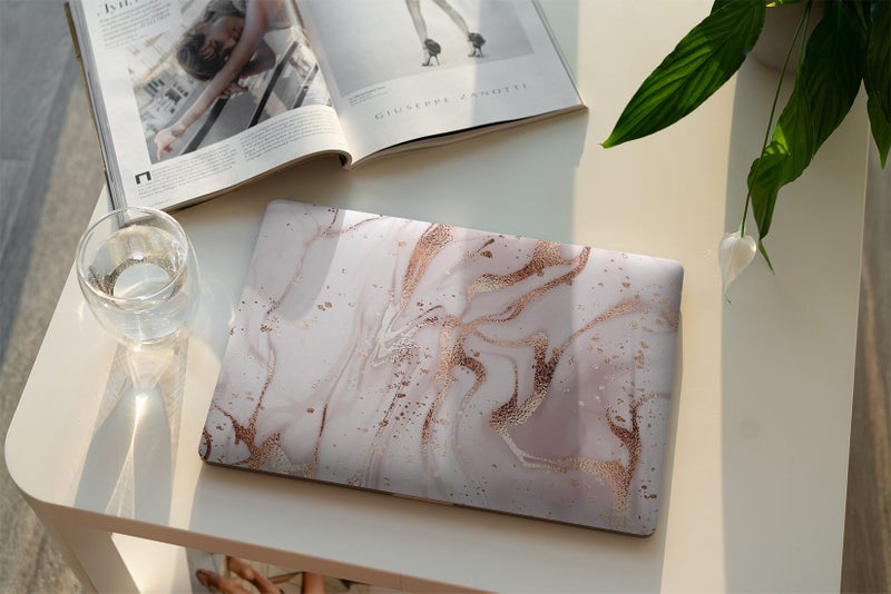 NZ Made Laptop Skin - Pink and Gold Abstract Carousel 2