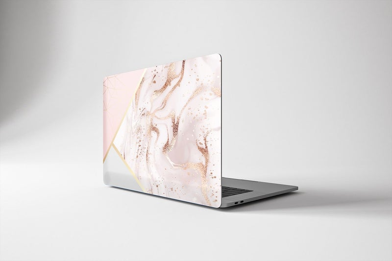 NZ Made Laptop Skin - Pink and Gold Abstract Carousel 3