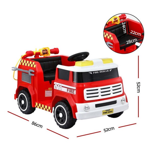 Rigo Kids Ride On Car Electric Fire Engine Fighting Truck With Water Gun Music Carousel 2