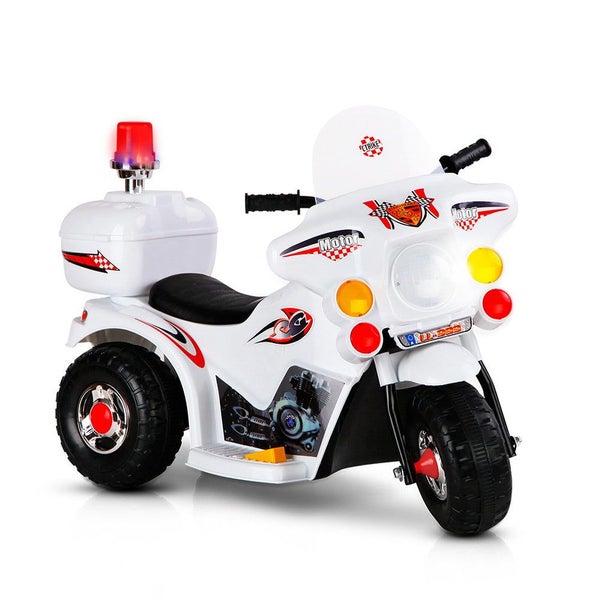 Rigo Kids Electric Ride On Police Motorcycle Motorbike 6V Battery White Carousel 1
