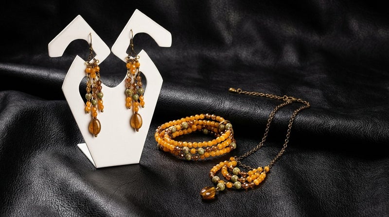 Bohemian Crystal & Antiqued Brass Jewellery Set Carousel 1