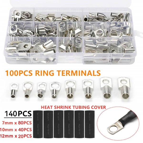240pcs Tinned Copper Lug Ring Battery Terminals Wire Welding Connectors Carousel 1