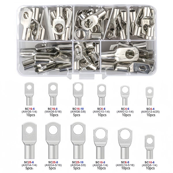240pcs Tinned Copper Lug Ring Battery Terminals Wire Welding Connectors Carousel 2