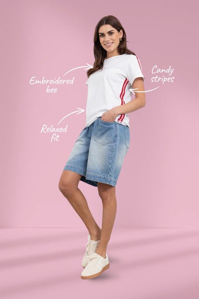 Moss Bee Tee White Candy Stripe Carousel 2