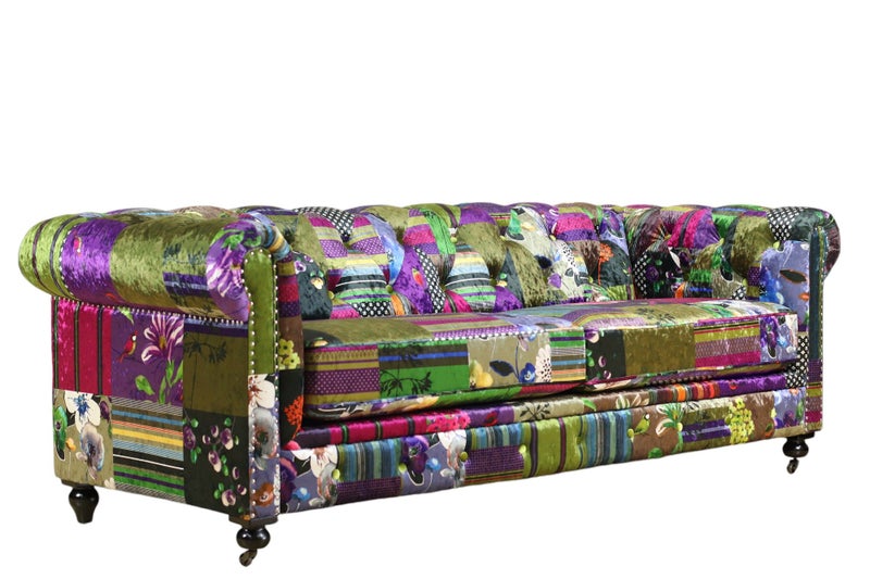 TNC Chesterfield 3-Seater Patchwork Sofa, 1060S-88C Carousel 1