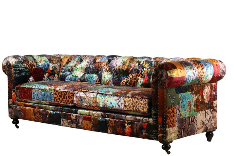 TNC Chesterfield 3-Seater Patchwork Sofa, 1060S-88C Carousel 5