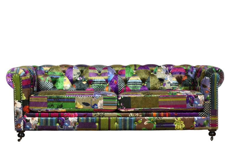 TNC Chesterfield 3-Seater Patchwork Sofa, 1060S-88C Carousel 2