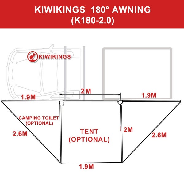 ( SALE) KIWIKINGS 180 FREESTANDING LED AWNING K180-2.0 Carousel 6