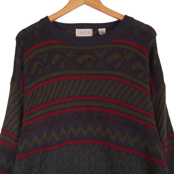 Vintage 90s Graphix Aztec Knit Sweater XL Carousel 2