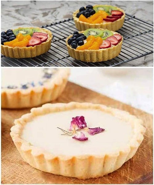 8 Pcs Silicone Cake Pans, Non-Stick Round Pie Moulds, Round Fluted Flan Bak Carousel 7