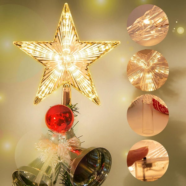 Behome Christmas Tree Topper, 8.7 Inch LED Lighted Star Tree Top, Warm Whit Carousel 2