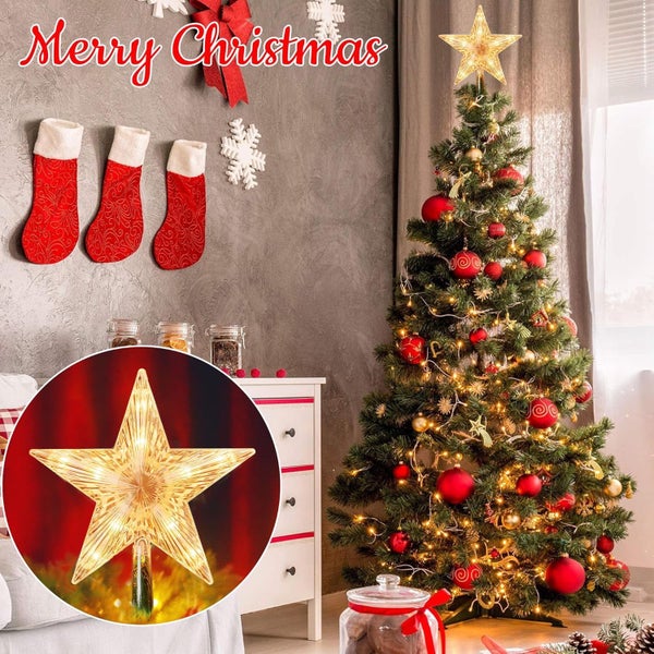 Behome Christmas Tree Topper, 8.7 Inch LED Lighted Star Tree Top, Warm Whit Carousel 6