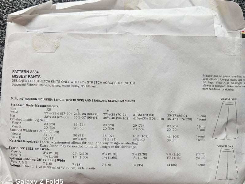 KWIK SEW 3384, MISSES' PANTS, SIZE XS, S,, M, L, XL Carousel 2