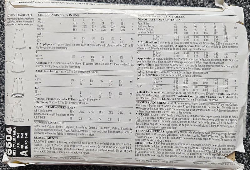 NEW LOOK 6504, CHILDREN'S DRESS, SIX SIZE IN ONE Carousel 2