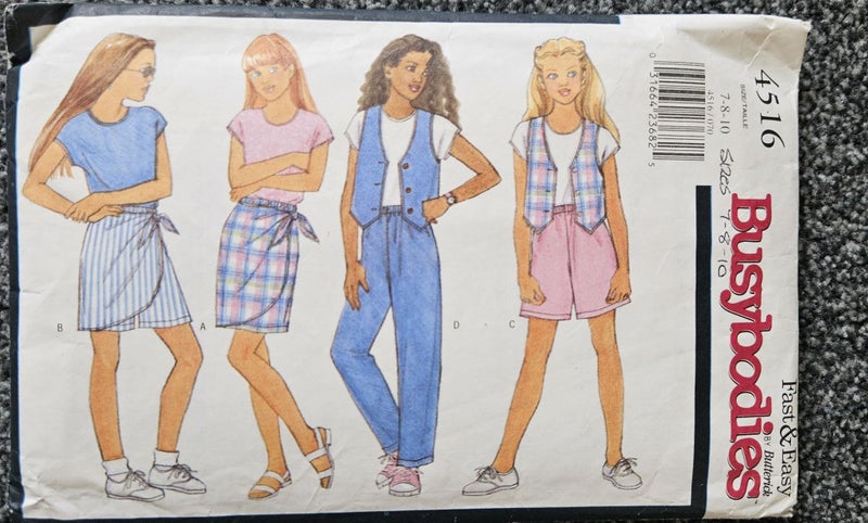 BUSYBODIES 4516, GIRLS' VEST, TOP, SKIRT, SHORT, PANTS, SIZE 7,8, 10 Carousel 1