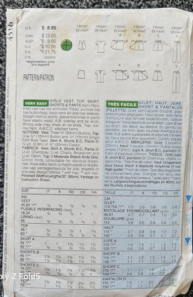 BUSYBODIES 4516, GIRLS' VEST, TOP, SKIRT, SHORT, PANTS, SIZE 7,8, 10 Carousel 2