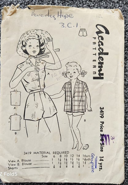 ACADEMY PATTERN 3419, BLOUSE FOR 14 YEARS OLD GIRLS Carousel 1