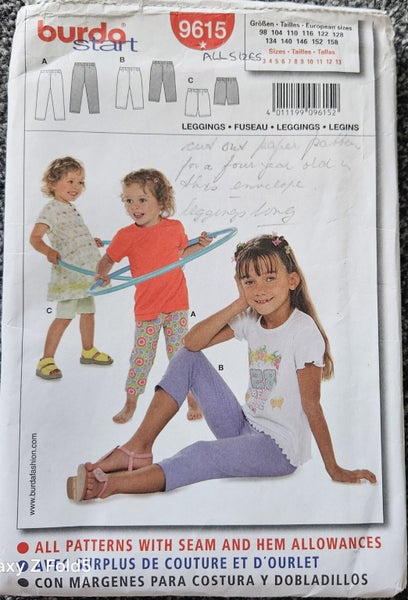 BURDA 9615, CHILDREN ' LEGGINGS, ALL SIZES Carousel 1