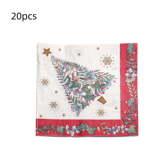 20 Pcs Christmas Tree Paper Napkins,Double Sided Xmas Party Supplies,Holida Carousel 2