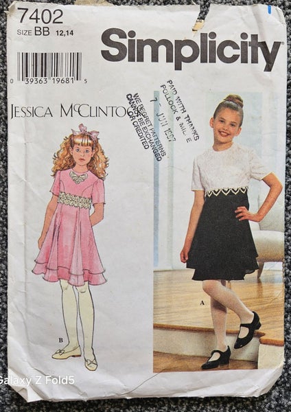 SIMPLICITY 7402, GIRLS ' DRESS, SIZE BB 12-14 Carousel 1