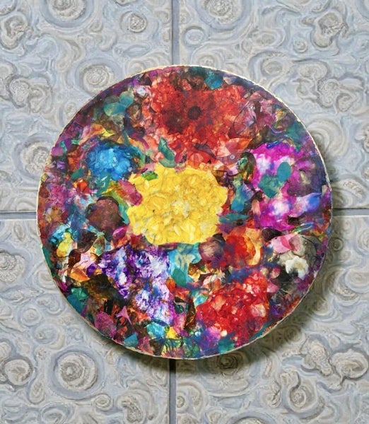 Flower Bubble Alcohol Ink Collage Pieces on Large Canvas Carousel 2