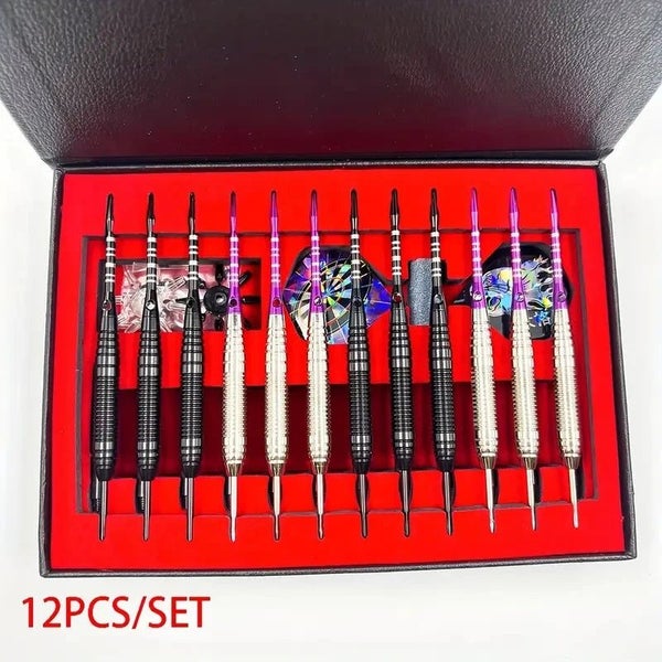 12 Professional Metal Dart Anti Slip Aluminum Dart Shaft Dart Steel Tip Set W... Carousel 1