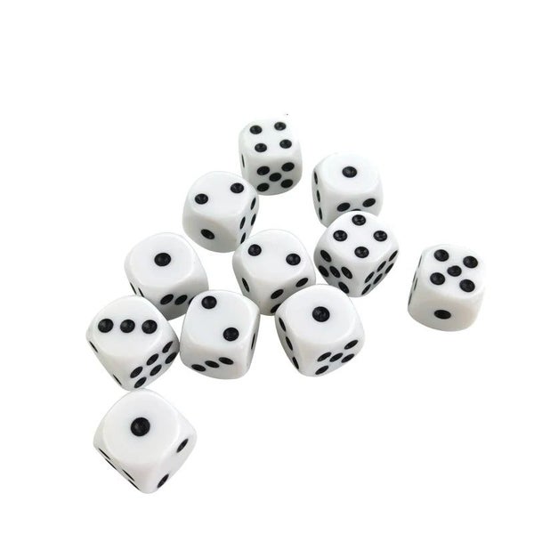 100 / 200 Piece / Lot 16Mm Dice Set White Black Point Drinking Dice Acrylic W... Carousel 2