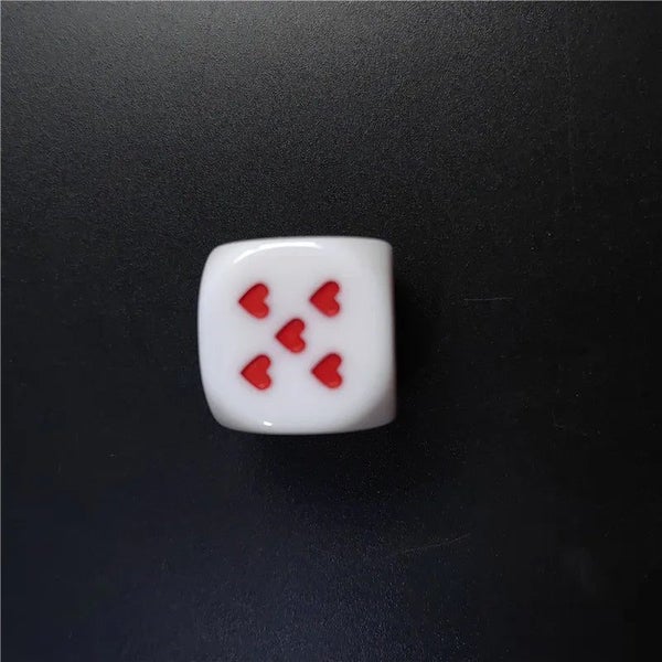 10 Piece / Set White / Red Heart Dice 25Mm / 0.98In Acrylic 6-Sided Rounded H... Carousel 1
