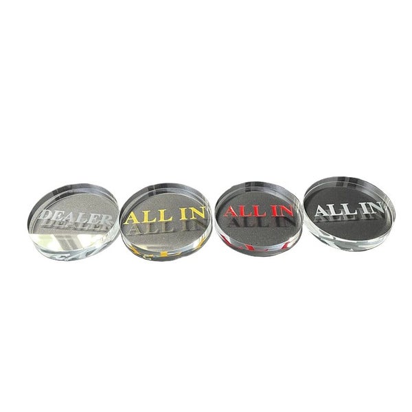 Transparent Crystal "All In" And "Dealer" Game Tokens In 4 Colours 6Cm / 2.36... Carousel 2
