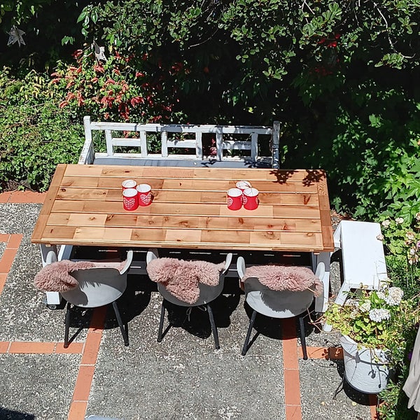 Bespoke table for on a deck - steel & ceder64708832915715111