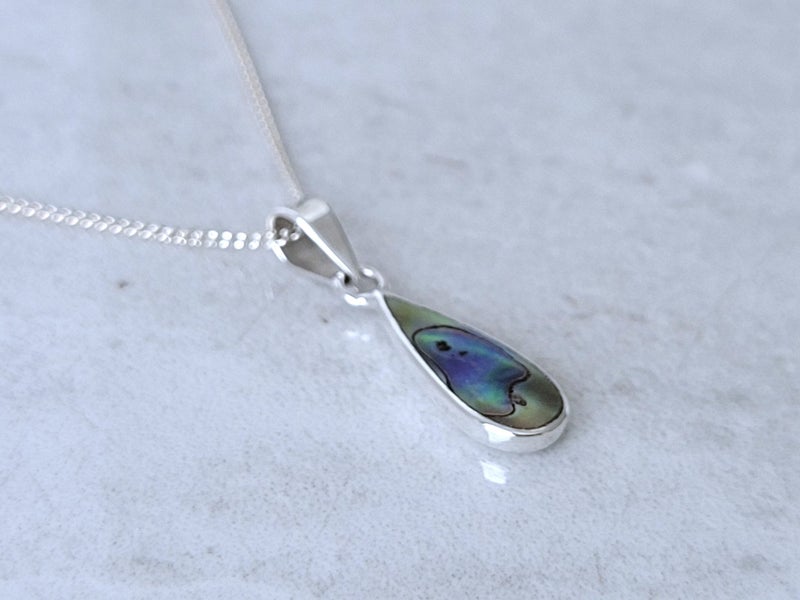 925 Sterling Silver Teardrop Paua pendant Set with Necklace ~ 1117250825-2 Carousel 1