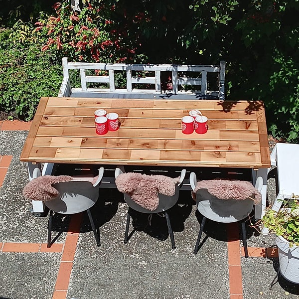 Bespoke table for on a deck - steel & ceder64708832915715110