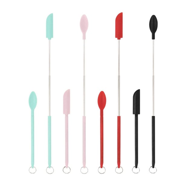 Makeup Spatula 8 Pcs Mini Telescopic Spatula Set, Silicone Jar Scraper Spoo Carousel 2