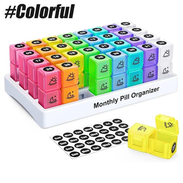 1 Piece One Month Pills Organizer 2 Times A Day Monthly Am / Pm Box For Vitam... Carousel 1