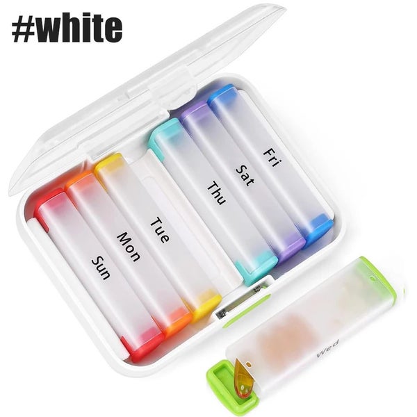 Weekly Pill Organizer 2 Times A Day Compact Am Pm Pill Box Large Pill Contain... Carousel 1