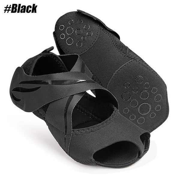 A Pair Of Foot Support Yoga Socks Toeless Non-Slip Grips & Straps For Pilates... Carousel 1