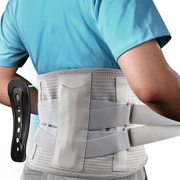 1 Piece Back Brace Adjustable Lumbar Support Belt Breathable Mesh Design With... Carousel 1