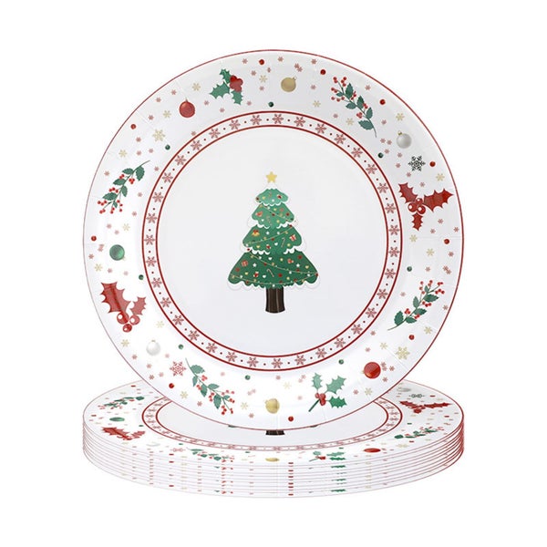 Christmas Paper Plates ! Christmas Tree Paper Plates 7 Inch, Disposable Sha Carousel 2