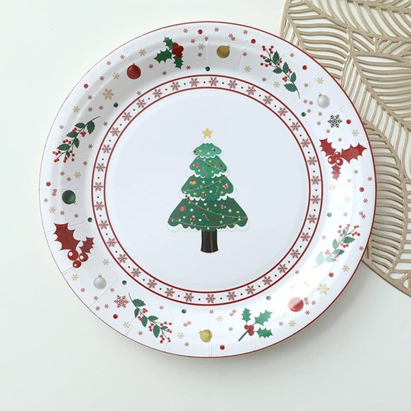 Christmas Paper Plates ! Christmas Tree Paper Plates 7 Inch, Disposable Sha Carousel 6