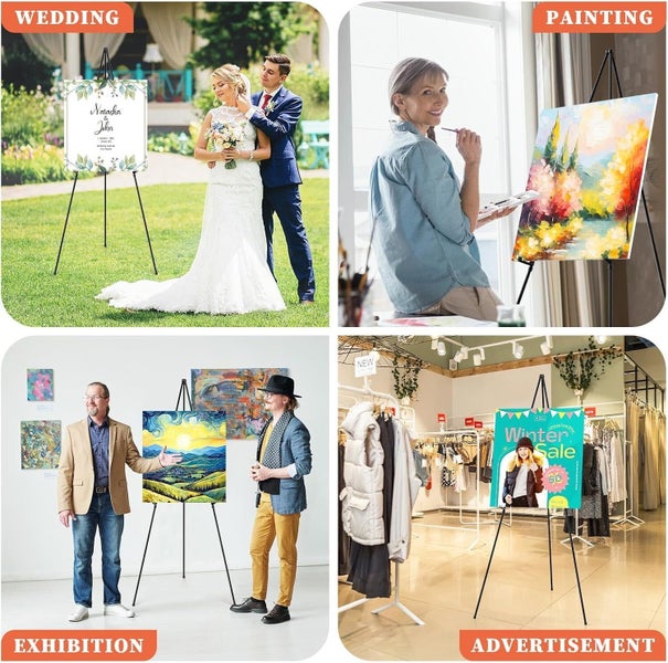 Easel Stand 63 inches, Lightweight Adjustable Art Easel for Display, Weddin64788410584578114