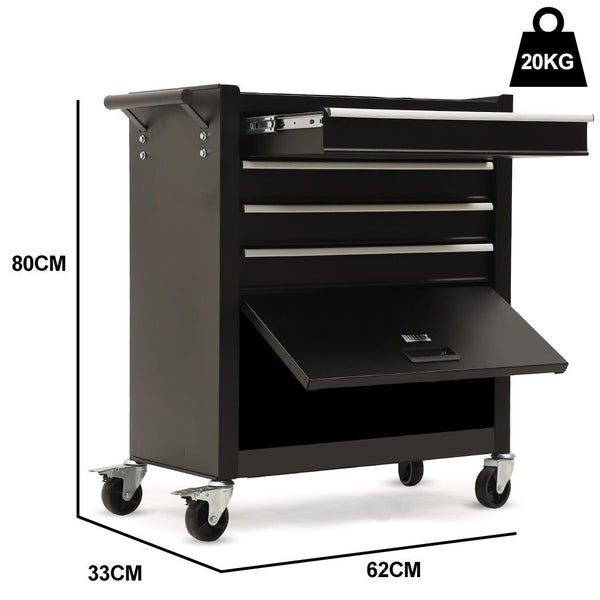 Bullet Pro 4 Drawer Tool Box Cabinet Trolley Storage With 1-Door Toolbox Garage Carousel 2