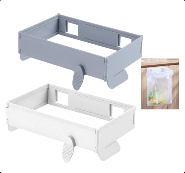 2Pcs Plastic Trash Bag Holder Rack, Folding Hanging Kitchen Trash Can,Space Carousel 1