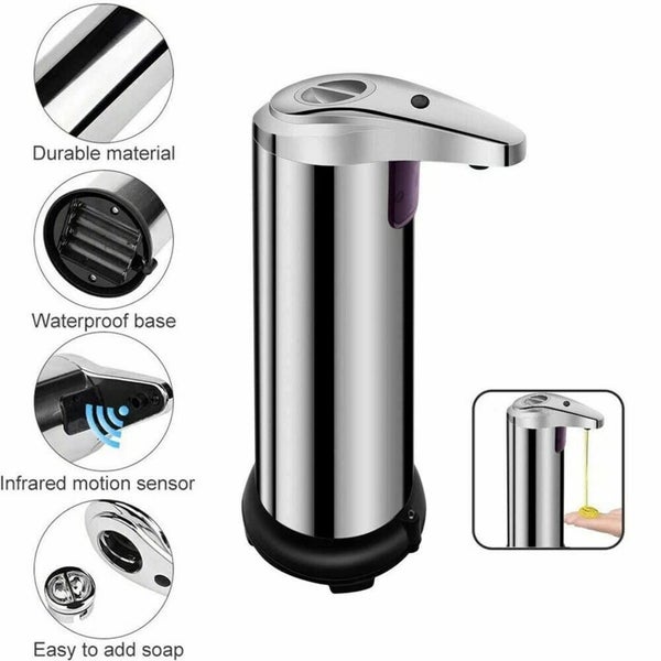 250ml Stainless Auto Handsfree Sensor Touchless Soap Dispenser Kitchen Bath Carousel 1
