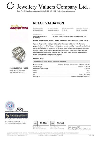 $6,200 18CT WG DIAMOND DRESS RING #A2147458-1 Carousel 2