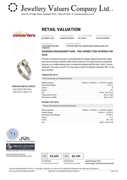 $9,400 18CT WG DIAMOND ENGAGEMENT RING #B21125398-3 Carousel 2