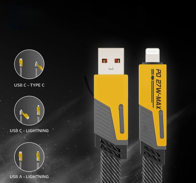 4 in 1 Fast Charging Cable 65W Dual Input Multi Connector Braided Charging Cord Carousel 4