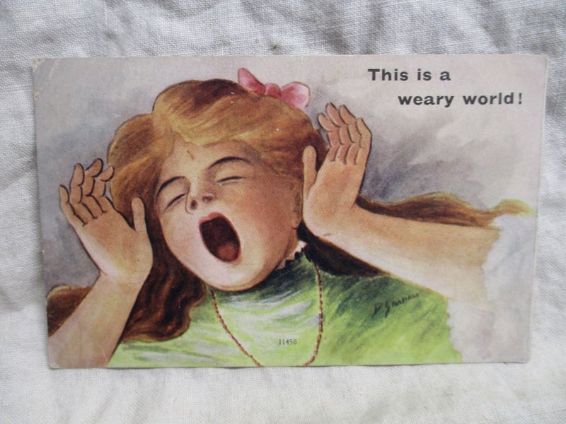 PC 8128 - Artist Comic Postcard - Weary World Carousel 1