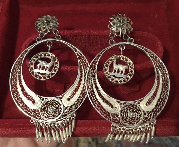Ethnic Sterling Silver Filigree Earrings Carousel 1