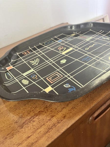 Mid c mod black metal serving tray . Carousel 3